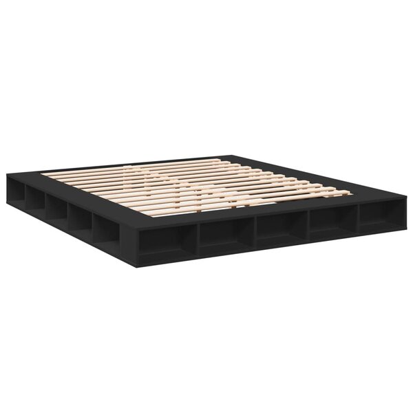 vidaXL Cadre de lit noir 200x200 cm bois d'ingénierie