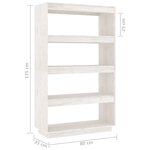 vidaXL Bibliothèque/Séparateur de pièce Blanc 80x35x135 cm Pin massif