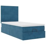 vidaXL Cadre de lit ottoman avec matelas bleu foncé 100x200 cm velours