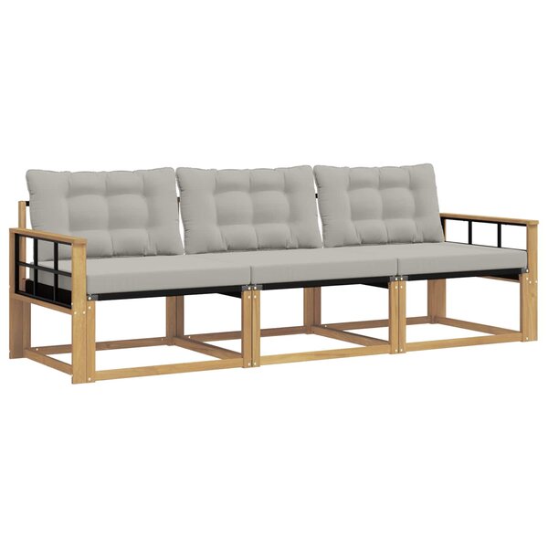 vidaXL Ensemble de canapés d'extérieur 3 pc Blanc et gris clair