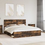 vidaXL Cadre de lit Chêne fumé 180 x 200 cm Bois de pin massif