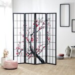 Paravent bois 4 pans noir