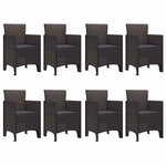 vidaXL Ensemble de salle à manger pour jardin 9 Pièces Marron Rattan Polt