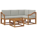 vidaXL Ensemble de canapés d'extérieur 5 pc Naturel et gris clair