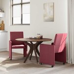 vidaXL Chaises de Salle à Manger avec Roues 2 Pièces Rouge bordeaux
