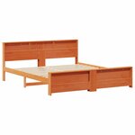 vidaXL Cadre de lit avec tête de lit Brun cire 200 x 200 cm Pin massif
