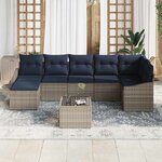 vidaXL Ensemble de canapé de jardin Gris et marine polyrotin