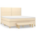 vidaXL Sommier à lattes de lit avec matelas Crème 160x200 cm Tissu