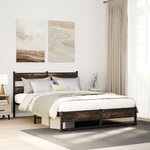 vidaXL Cadre de lit en métal sans matelas chêne fumé 140x190 cm