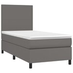 vidaXL Sommier à lattes de lit avec matelas Gris 100x200 cm Similicuir