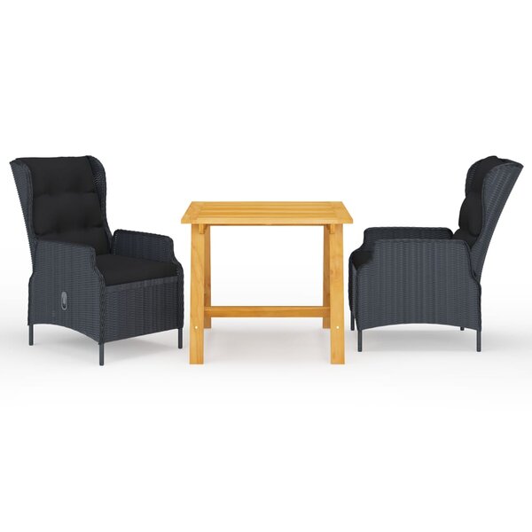 vidaXL Ensemble à manger de jardin 3 Pièces Gris foncé