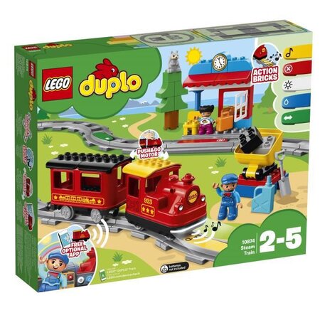 Lego 10874 duplo town le train a vapeur  jouet a pile  avec sons  lumieres et télécommande  jeu de train pour enfants 2-5 ans