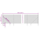 vidaXL Clôture à mailles losangées avec piquet d'ancrage vert 2 2x25 m