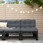 vidaXL Canapés centraux de jardin 2 Pièces noir bois de pin massif