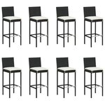 vidaXL Ensemble de bar de jardin avec coussins 9 Pièces Noir