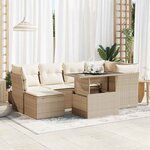 vidaXL Salon de jardin avec coussins 7 Pièces beige résine tressée