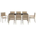 vidaXL Ensemble de salle à manger pour jardin 9 Pièces Beige