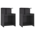 vidaXL Tables de chevet 2 Pièces Gris brillant 40x35x60 cm Aggloméré