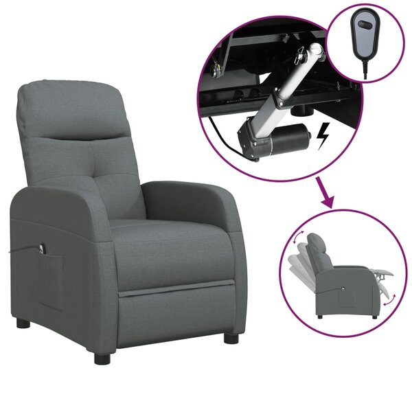 vidaXL Fauteuil inclinable électrique Gris foncé Tissu