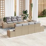 vidaXL Ensemble de canapé de jardin 8 Pièces Beige Poly rotin