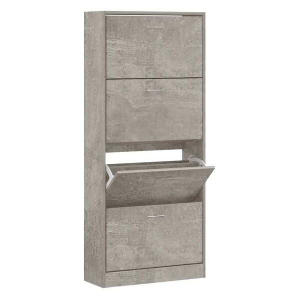 vidaXL Armoire à chaussures Gris béton 63x24x147 cm Bois d'ingénierie