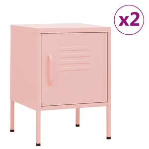 vidaXL Tables de chevet 2 Pièces Rose 35x35x51 cm Acier