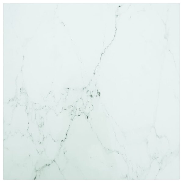 vidaXL Dessus de table blanc 60x60 cm 6 mm verre trempé design marbre