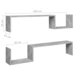 vidaXL Étagères murales 2 Pièces gris béton 100x15x20cm bois d'ingénierie