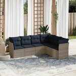 vidaXL Salon de jardin 6 Pièces avec coussins gris résine tressée