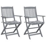 vidaXL Chaises pliables d'extérieur 2 Pièces avec coussins Bois d'acacia