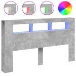 vidaXL Tête de lit à LED gris béton 180x18 5x103 5cm bois d'ingénierie