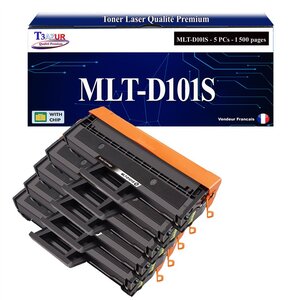 T3AZUR - 5x Toners compatibles avec Samsung MLT-D101S pour Samsung ML-2160 ML-2161 ML-2162 ML-2164 ML-2164W ML-2165 ML-2165W ML-2168