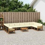 vidaXL Ensemble de canapés d'extérieur 11 Pièces Naturel et Crème