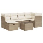 vidaXL Salon de jardin avec coussins 7 Pièces beige résine tressée