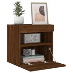vidaXL Meuble TV mural avec lumières LED chêne marron 40x30x40 cm