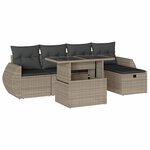 vidaXL Salon de jardin 6 Pièces avec coussins gris clair résine tressée