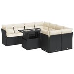 vidaXL Salon de jardin 9 Pièces avec coussins noir résine tressée