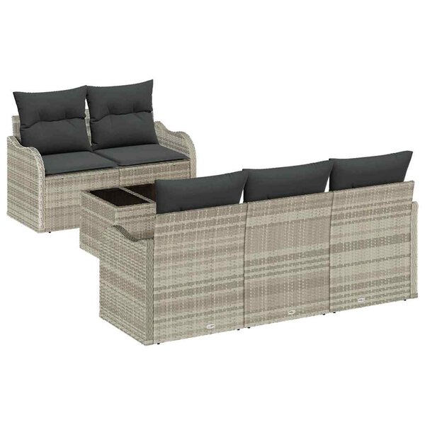vidaXL Ensemble de canapé de jardin 6 Pièces Gris clair 55 x 55 x 37 cm