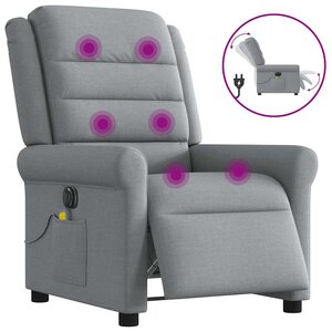 vidaXL Fauteuil de massage inclinable électrique gris clair tissu
