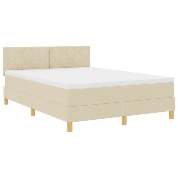 vidaXL Lit Box Spring avec Matelas & LED Crème 140x200 cm Tissu