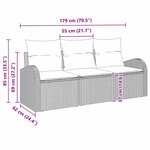 vidaXL Ensemble de canapé de jardin 3 pièces avec coussins gris poly rotin