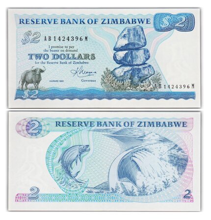 Billet de Collection 2 Dollars 1983 Zimbabwe - Neuf - P1b