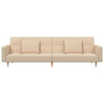 vidaXL Canapé-lit à 2 places avec deux oreillers crème tissu