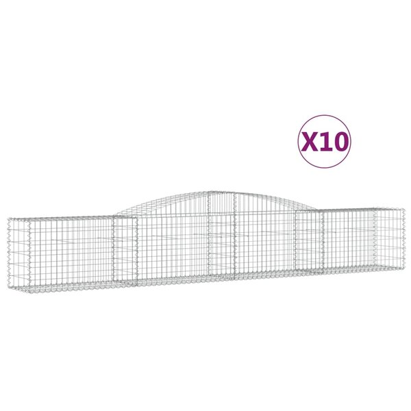 vidaXL Paniers à gabions arqués 10 Pièces 400x50x60/80 cm Fer galvanisé