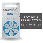 Powerone 675 : piles auditives sans mercure  5 plaquettes