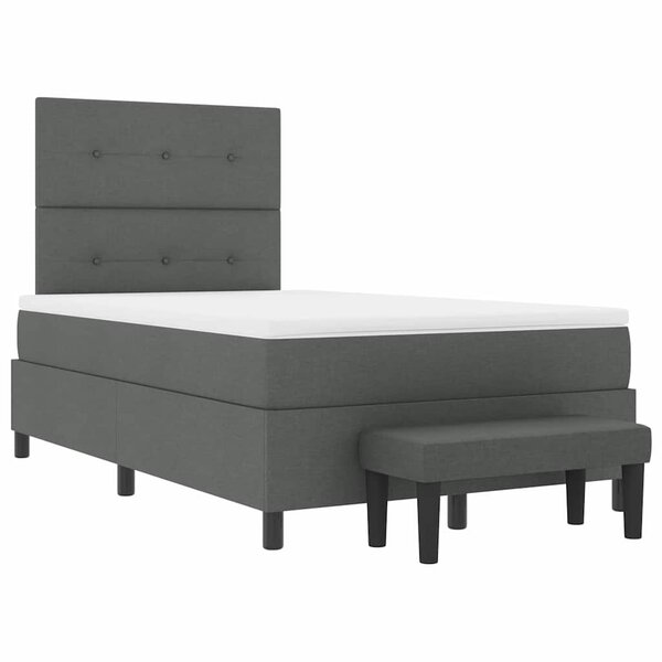 vidaXL Lit à ressorts avec matelas Gris foncé 120 x 190 cm tissu