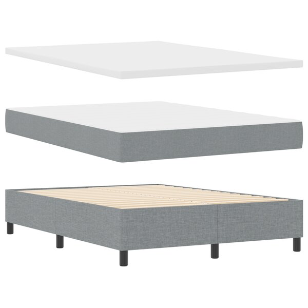 vidaXL Lit à Ressorts avec Matelas & Banquette Gris Clair 140x200 cm Tissu