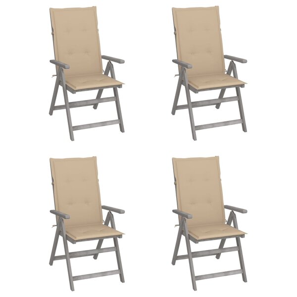 vidaXL Chaises inclinables de jardin lot de 4 et coussins Bois acacia