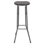 vidaXL Tabouret de bar pliable 2 Pièces PEHD et acier Marron Aspect rotin