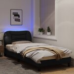 vidaXL Cadre de lit avec lumières LED noir 90x200 cm tissu